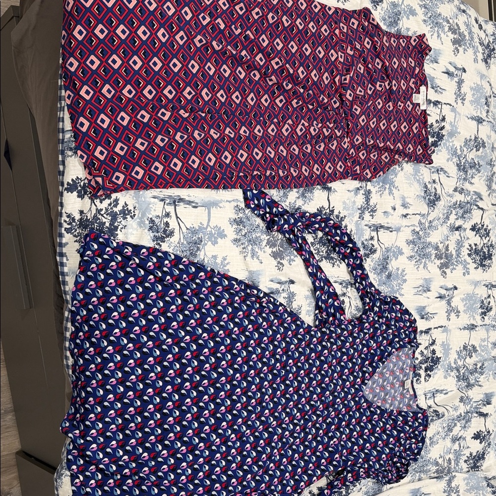 Motherhood Red and Blue Patterned Blouses